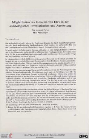 Möglichkeiten des Einsatzes von EDV in der archäologischen Inventarisation und Auswertung