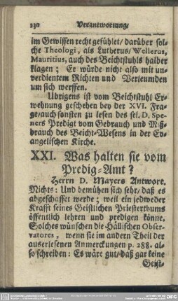 XXI. Was halten sie vom Predig-Amt?