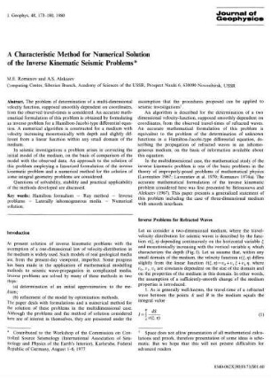 A characteristic method for numerical solution of the inverse kinematic seismic problems