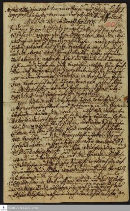 Reisetagebuch von Heinrich Melchior Mühlenberg.