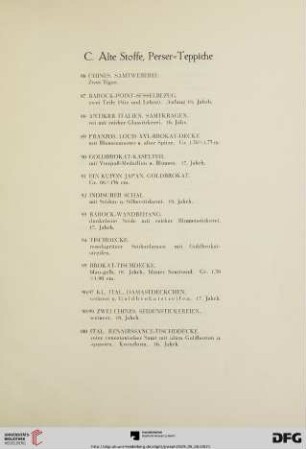 C. Alte Stoffe, Perser-Teppiche (Nr.86-117)