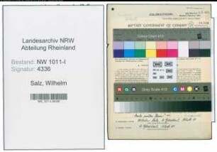 Entnazifizierung Wilhelm Salz , geb. 23.11.1907 (Angestellter)