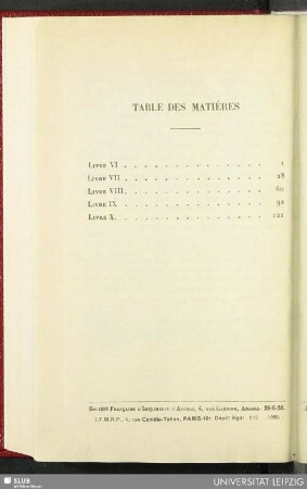 Table de matières