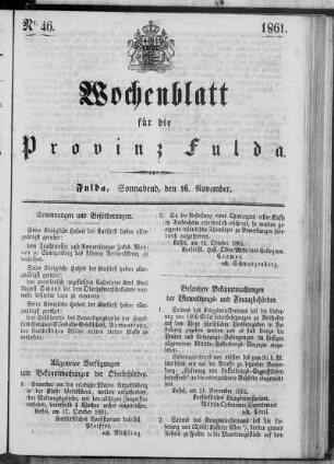 Nr. 46, Ausgabe vom 16. November 1861