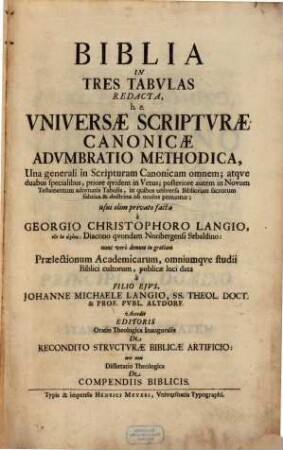 Biblia in tres tabulas redacta