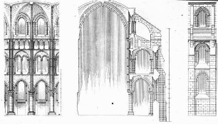 Laon, Kathedrale Notre-Dame, Aufriss, Querschnitt des Langhauses