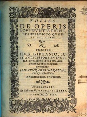 Theses de operis novi nuntiatione et interdicto quod vi aut clam