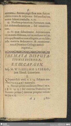 Themata Disputationis Secundae, Ex.III.Cap.Gen.