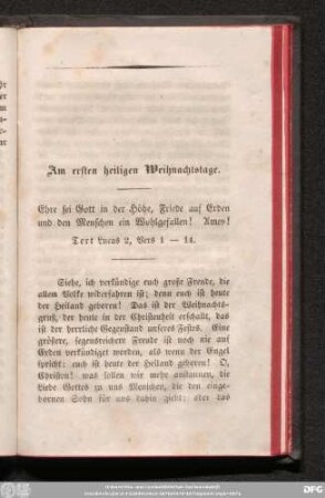Am ersten heiligen Weihnachtstage.