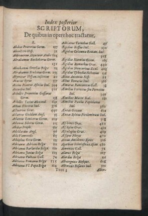 Index posterior Scriptorum, De quibus in opere hoc tractatur