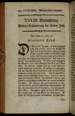 XXVIII. Betrachtung. Weitere Erläuterung der Reden Jesu.