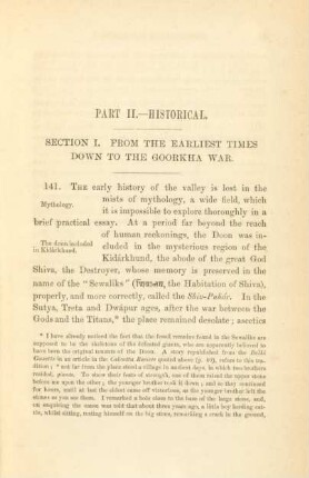 Section I. From the earliest times down to the Goorkha War