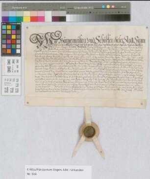 Tausch-Vertrag zwischen Johann Moritz, Fürsten zu Nassau-Siegen, und dem Hospitale zu Siegen über einen Garten daselbst.
