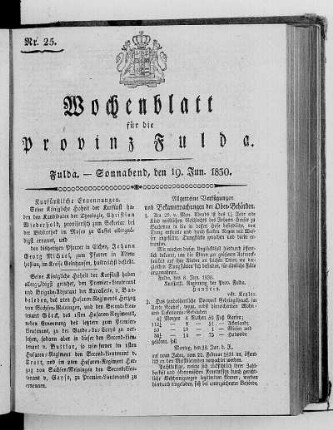 Nr. 25, Ausgabe vom 19. Juni 1830