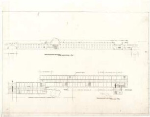 Gsaenger, Gustav; Goslar (Niedersachsen); Verwaltungsbauten - Verwaltungshaupt Abt. (Grundriss EG),Strassenseite (Ansicht)