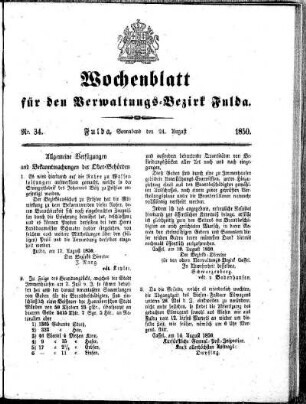 Nr. 34, Ausgabe vom 24. August 1850