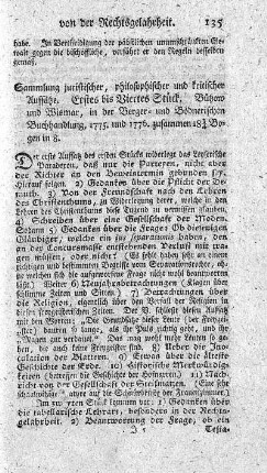 Sammlung juristischer, philosophischer und kritischer Aufsätze. St.1-4.