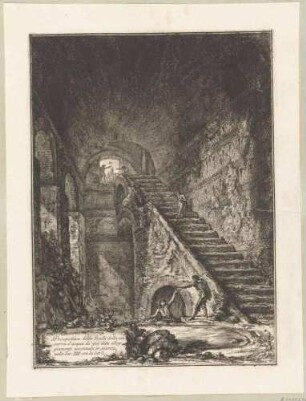 Prospettiva della Scala della conserva d'acqua (Ansicht der Treppe des Wasserreservoirs), aus der Folge "Antichità d’Albano e di Castel Gandolfo", Tafel XIV.
