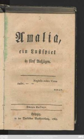 Amalia : ein Lustspiel in fünf Aufzügen