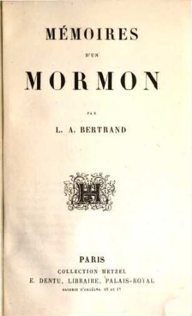 Mémoires d'un Mormon