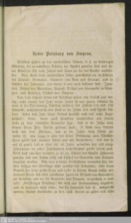 Ueber Polykarp von Smyrna