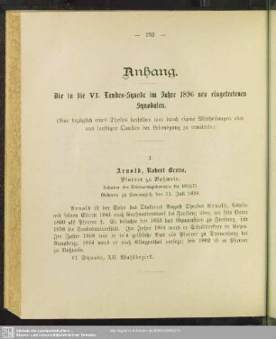 Die in die VI. Landes-Synode im Jahre 1896 neu eingetretenen Synodalen