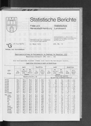 Umsatzentwicklung im Gastgewerbe in Hamburg im Dezember 1978 : Lfd. Nr. 12