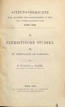 Patristische Studien, 2. Zu Tertullian "Ad nationes"