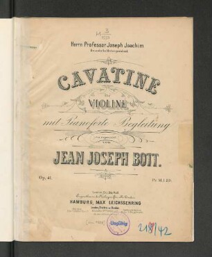 Cavatine für Violine mit Pianoforte-Begleitung : op. 41
