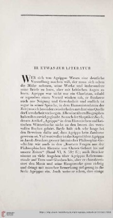 III. Etwas zur Literatur