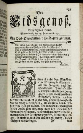 Dreyßigstes Stück. Mittwochens, den 29. Heumonats 1750.