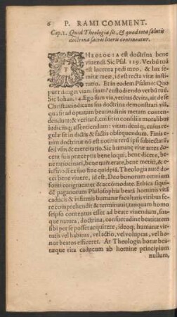 Cap. 1. Quid Theologia sit, Et quod tota salutis doctrina sacris literis contineatur.