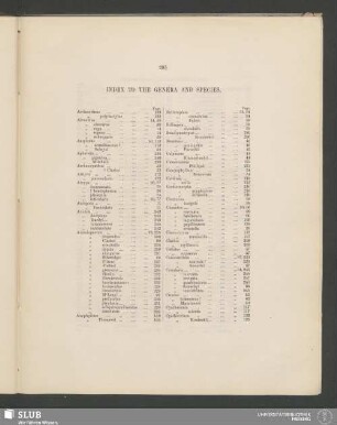 Index To The Genera And Species