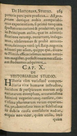 Cap. X. De Historiarum Studio.