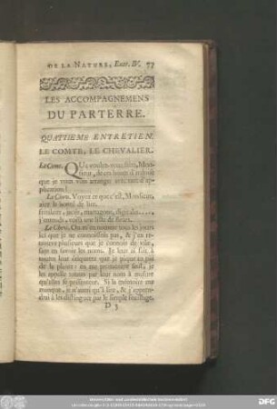 Les Accompagnemens Du Parterre. Quattiéme Entretien.