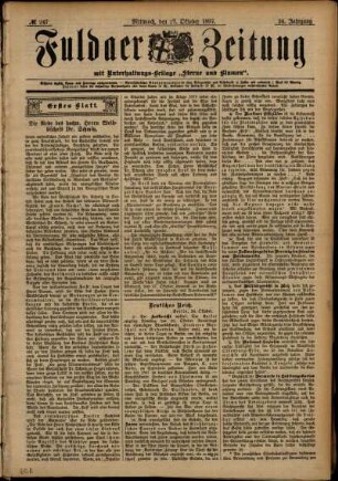 Erste Ausgabe vom Mittwoch, den 27. Oktober 1897.