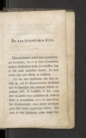 An den freundlichen Leser.