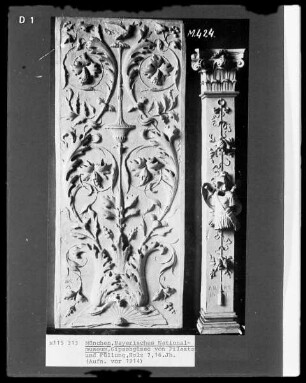 Gipsabguss von Pilaster und Füllung, Holz?, 16. Jahrhundert