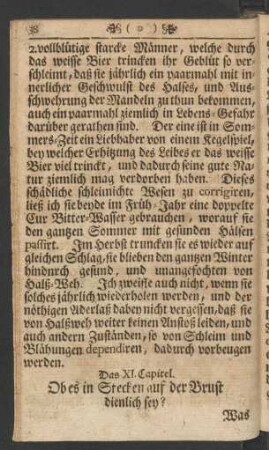 Das XI. Capitel. Ob es in Stecken auf der Brust dienlich sey?
