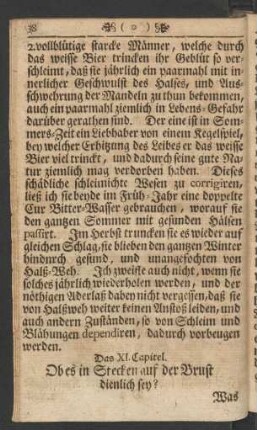 Das XI. Capitel. Ob es in Stecken auf der Brust dienlich sey?