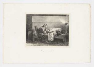 Le jeune malade, Blatt 5 der Folge "Scheffers lithographische Skizzen von 1826"
