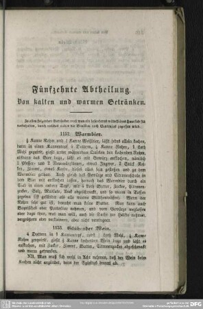 Fünfzehnte Abtheilung. Von kalten und warmen Getränken