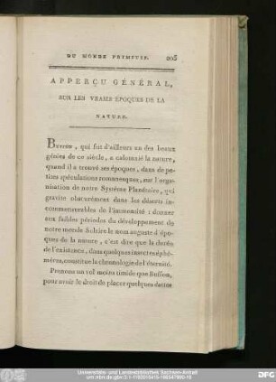 Apperçu Général, Sur Les Vraies Époques De La Nature.