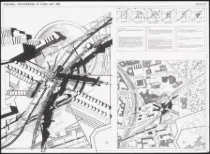 »In-form-art« Kulturinstitut der Zukunft am Kulturforum, Berlin-Tiergarten Schinkelwettbewerb 1988: Aufsicht 1:500, Lageplan 1:2000 und Erläuterungen