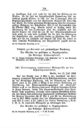 Übertragung erweiterter Befugnisse an die Schuldeputationen : [H. Öffentliches Volksschulwesen]