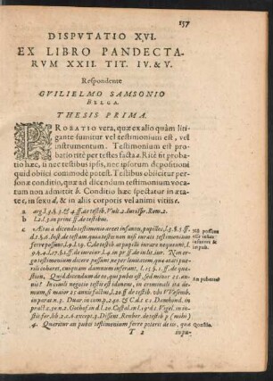 Disputatio XVI. Ex Libro Pandectarum XXII. Titl. IV. & V.