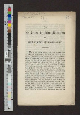 An die ärztlichen Mitglieder des hamburgischen Gesundheitsrathes.