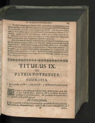 Titulus IX. De patria potestate.