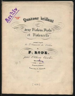 Quatuor brillant pour deux Violons, Viola et Violoncelle