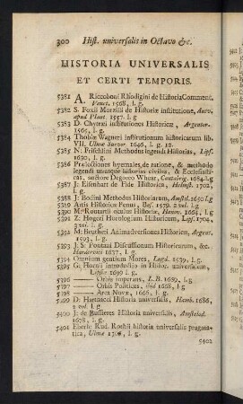 300-322, Historia Universalis et Certi Temporis - Historia Judaica &c. et Graeca Antiqua